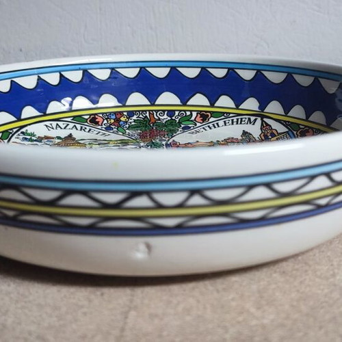 Handmade ceramic bowl Holy Land like new, Armenian art