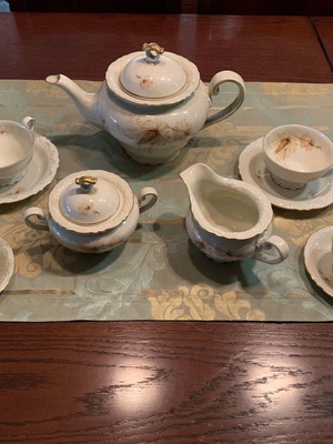 Hertel Jacobs porcelain tea and coffee set used, 48 pieces