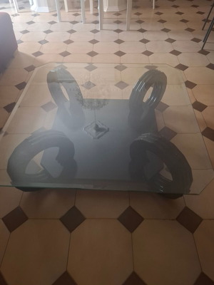 Octagonal coffee table with glass top