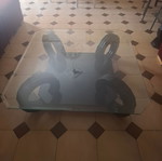 Octagonal coffee table with glass top