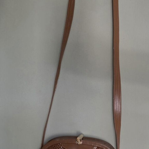 Vintage Almada leather shoulder bag cognac brown from the 80s