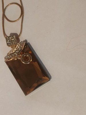 Pendant with yellow rectangular crystal and rhinestones new