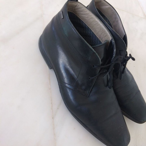 Men's black leather ankle boots like new, size 43.5 with gift slippers
