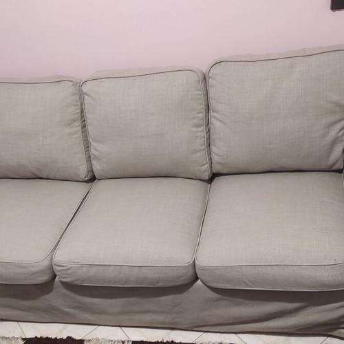 EKTORP three-seater sofa used, beige color, IKEA