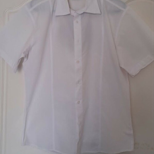 Fedonni white men's short-sleeve shirt with embroidered rhinestone design