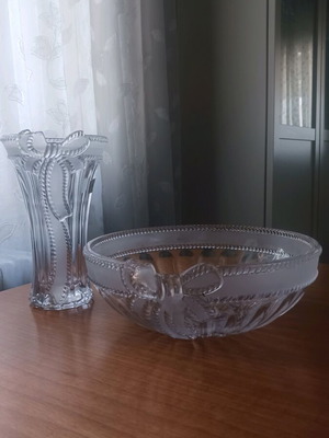 Evita crystal vase and bowl set new