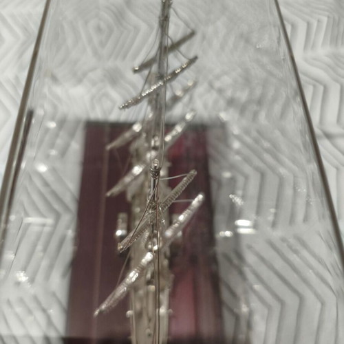 SS Savannah 1819 collectible metal model ship in display case