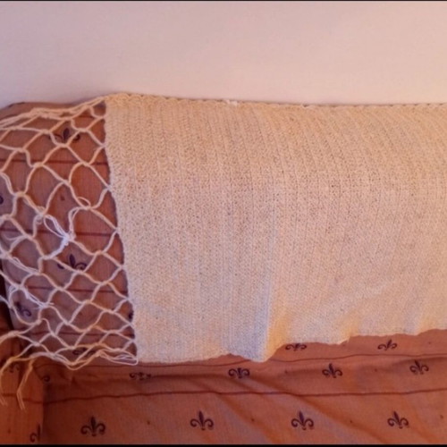 Woolen scarf handmade used, beige, 1.80×0.50 m