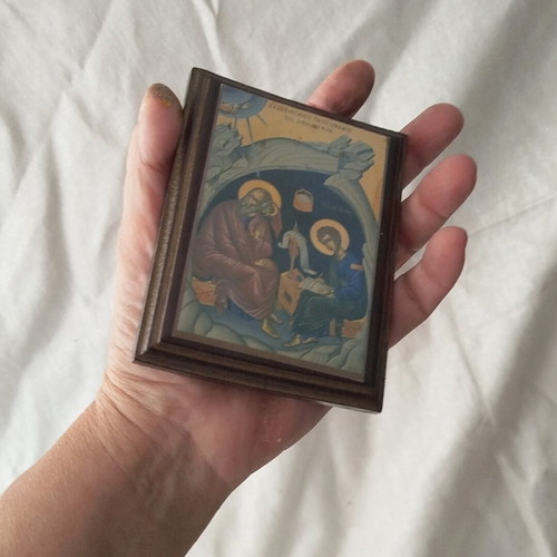 Small Wooden Icon Saint John the Theologian used, 8.5x10.7cm