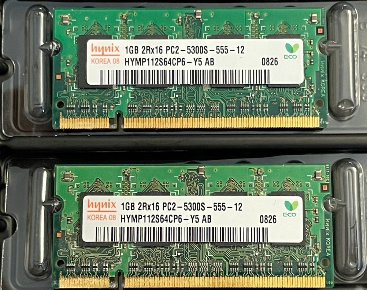thumbnail image 2 of Hynix 1GB DDR2 Laptop Memory Module - PC2-5300 (DDR2-667) HYMP112S64CP6-Y5 (Open Box, New Pull) 2 of 6