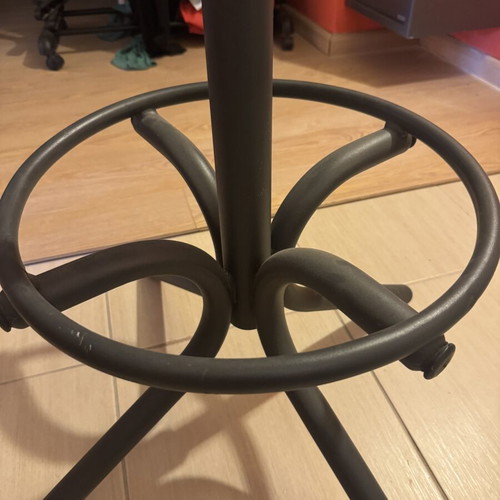 Stool like new, anthracite metal with wooden base, 360-degree swivel