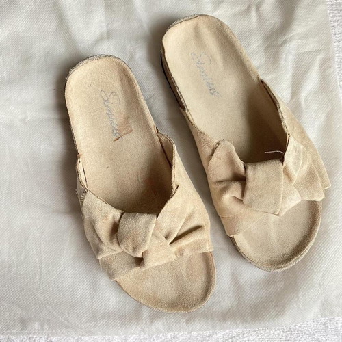 Slides women's beige with small platform, worn once, size 37