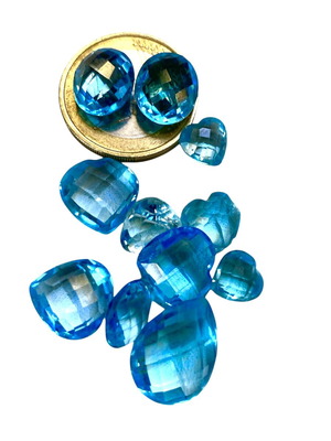 Blue Topaz Briolette stones like new, pack N16, 11 pieces