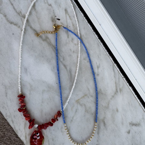 Necklaces with Murano fish and steel octopus, like new, set of 2
