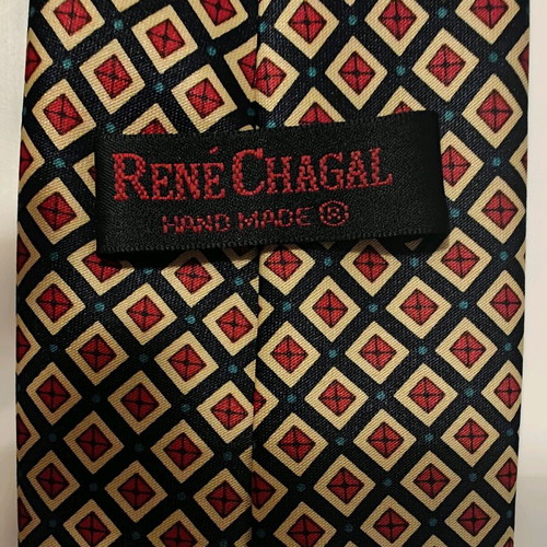 Rene Chagal tie used, vintage, silk, gold color
