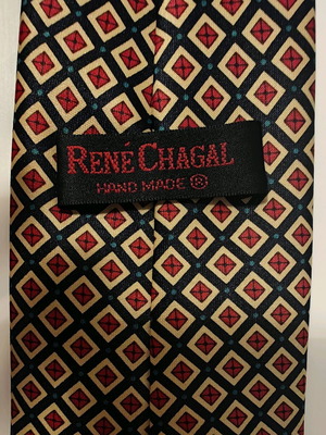 Rene Chagal tie used, vintage, silk, gold color