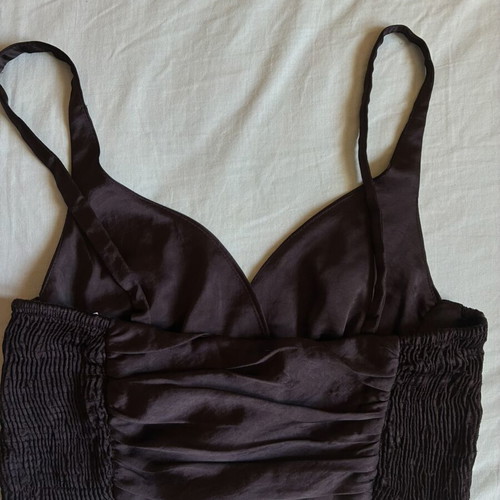 Zara Satin Smocked Crop Top size XS like new, black