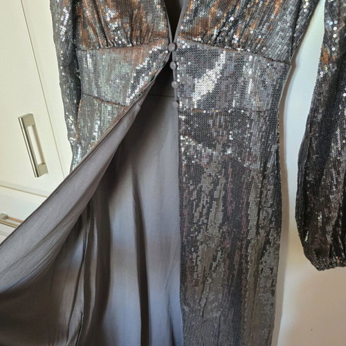 Nasty Gal evening blouse new, grey silver, size S