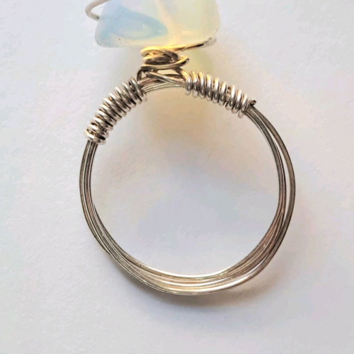 Opalite Ring with Silver Wire Handmade, Like New