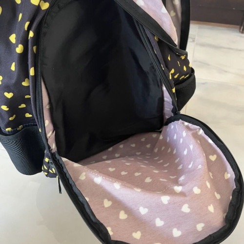 School backpack black like new with spacious compartments