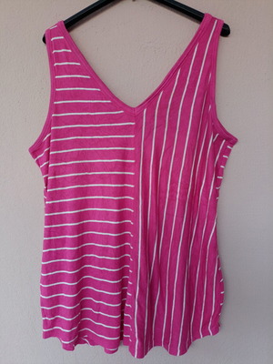Maurices plus size tank top with asymmetrical stripes, magenta and white