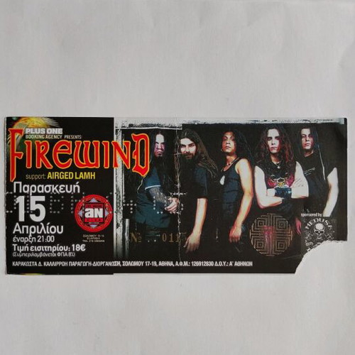Firewind ticket 15/4/2005 like new