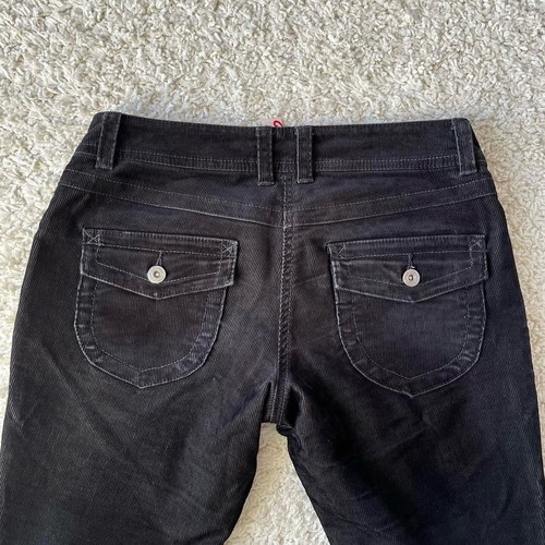 Cotton corduroy mid waisted black pants used, size 38