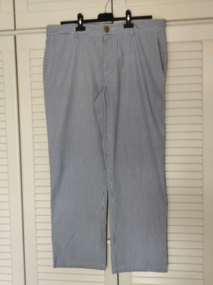 Παντελόνι υφασμάτινο ριγέ Large μεταχειρισμένο, άσπρο και μπλε