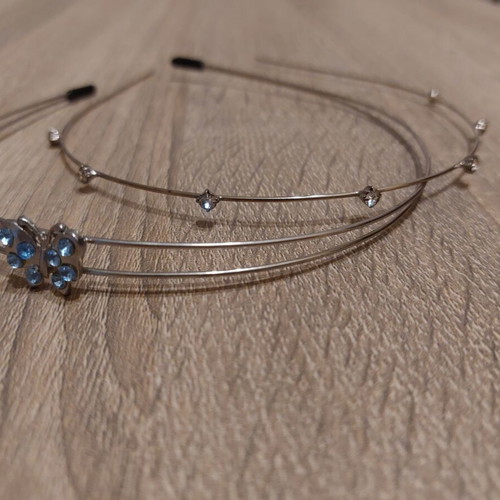 Metal headbands with stones, silver tone, new, set of 2