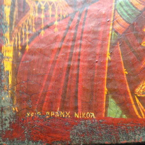 Icon of Panagia Amolyntos on naturally aged wood like new