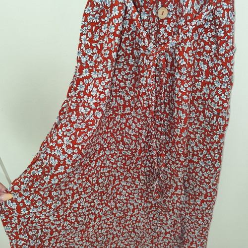 Maxi dress with flowers used, size Large, brick color