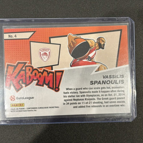 2025-26 Panini Contenders EuroLeague Vassilis Spanoulis Kaboom CASE HIT SSP new