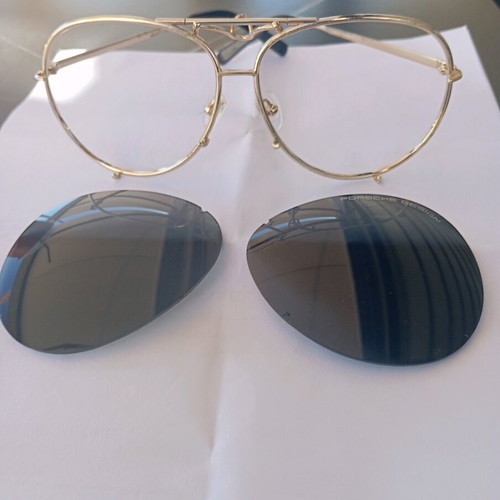 Porsche Design sunglasses unisex like new, gold titanium frame, black lenses