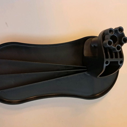 Office armrest base used, black plastic