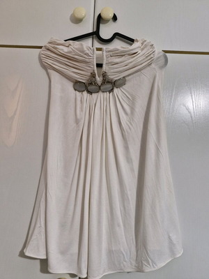 Sky dress short strapless used, white with stones on bust