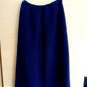 Πλεκτή ίσια φούστα σε μπλε χρώμα, Large.
