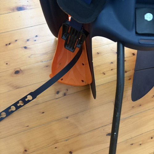 Child bike seat like new, dark blue with orange