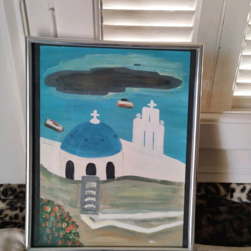 Greek Spirit watercolor in minimal frame 30x36 cm like new