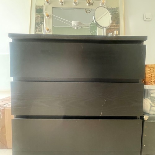 IKEA MALM black chest of drawers with 3… - € 40,00
