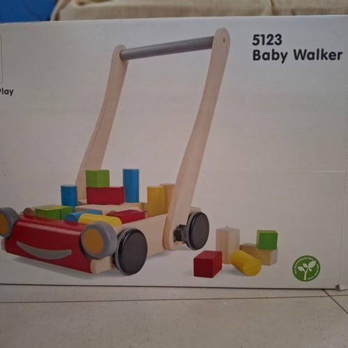 Plan Toys Baby Walker with Wooden Blocks used
