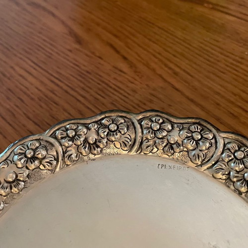 Gianniotika silver-plated plates used, pack of 20, handmade carving