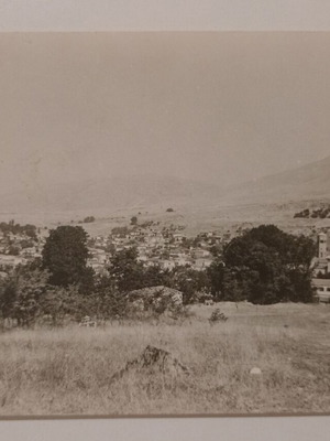 Postcard with scenic black and white view used