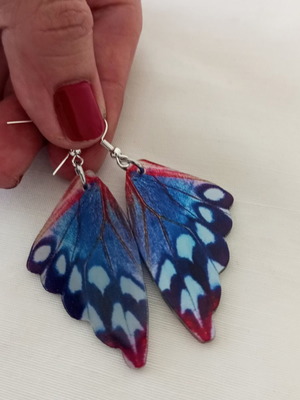 Blue Butterfly Wing Earrings new, plexiglass and stainless steel