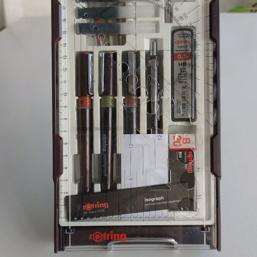 Rotring set of 3 rapidographs and accessories new
