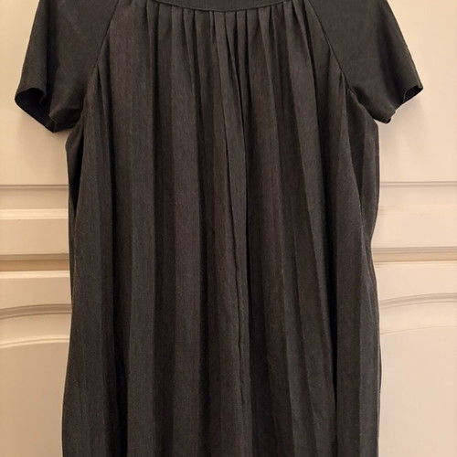 Three Dots blouse, dark gray, A-line with pleats