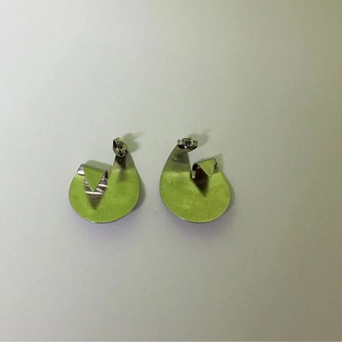 Handmade statement earrings with turquoise stone, aluminum