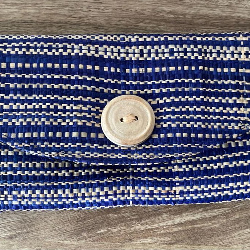 Handmade Straw Clutch Bag with Wooden Button, New, Boho Summer Style