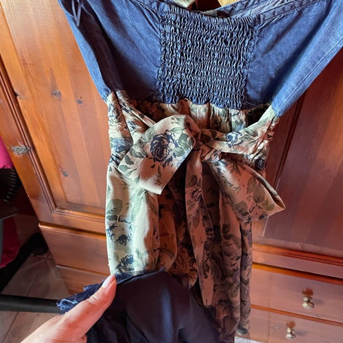 Summer dress used in A-line, blue and green, size S