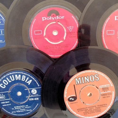 Set of 14 Used 45 RPM Vinyl Records Greek Laiko & Entechno