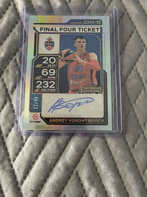 Panini Contenders Euroleague 2024-15 Andrey Vorontsevich Final Four Ticket Auto /49 CSKA